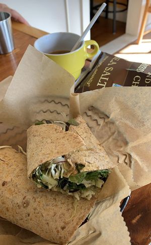 Wrap and soup at Heirloom Food Company in Danielson