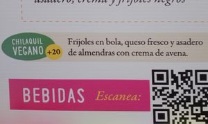 Vegan Chilaquil mx$20 charge at Frida Chilaquiles Cumbres in Monterrey