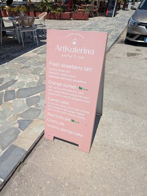 Vegan options clearly labeled at ArtKaterina Pastry & Cafe  in Kefalonia