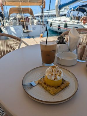 Vegan cake and ice coffee at ArtKaterina Pastry & Cafe  in Kefalonia