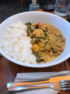 Butternut squash curry at Cafe des Amis in Paia