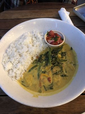 butternut squash and garbanzo curry at Cafe des Amis in Paia