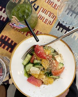 Seasonal salad with tofu dressing at Kultura Diktuet in Astana