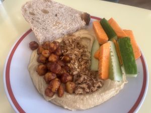 Hummus and vegetables dish  at Kultura Diktuet in Astana