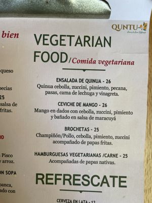 Vegetarian section   at Quntu in Ica