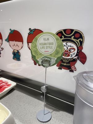 Vegan sign   at Haidilao - Hongik University in Seoul