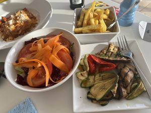 Please note, the lasagna in the background is NOT Vegan. I couldn’t crop it out of the photo. My apologies.  at Fronte Mare in Alghero