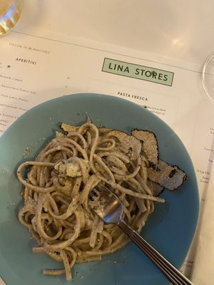 Gluten free pasta with Truffle butter in Lina Stores City  at Lina Stores in London