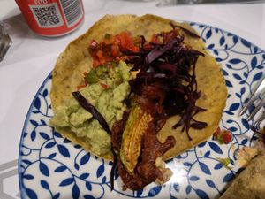 Close up of the vegan taco with zucchini at Casa Mexicana in Ksamil