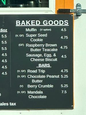 Menu  at Raz Coffee in Asheville