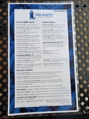 Menu at Pharos in Tobermory