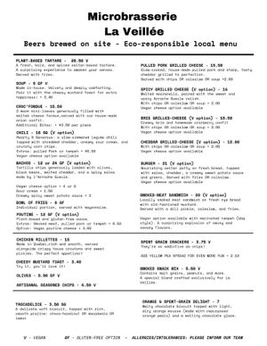 FOOD nov 2025 at La Veillée - Microbrasserie et Pub in Sainte-agathe-des-monts