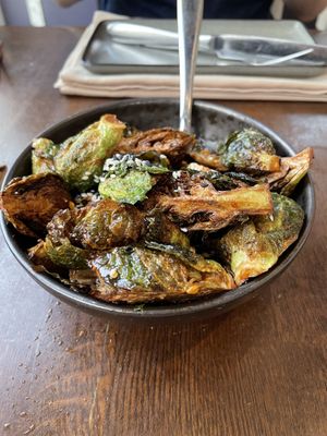 Wok-fried Brussels sprouts   at ORO Restaurant & Lounge in Raleigh