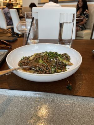 Charred scallion noodles   at ORO Restaurant & Lounge in Raleigh
