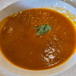 Tomato Roasted Garlic Soup at Ego at The Schooner Inn in Penarth