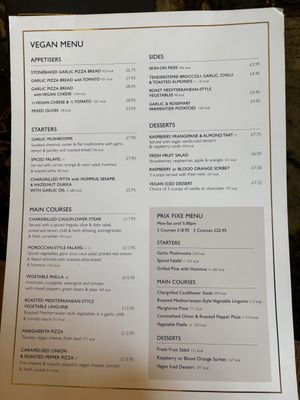 January 2025 Vegan menu.  What we had was absolutely delicious.  at Ego at The Schooner Inn in Penarth