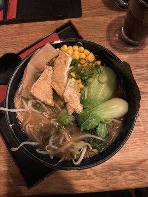 Vegan miso ramen (extra tofu and spinach)  at Min Ramen Bar in Heidelberg
