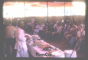 I am serving 1600 international guests at a yoga retreat in Bombay, India in 1981. at Vegetarian Underground Restaurant in Cypress