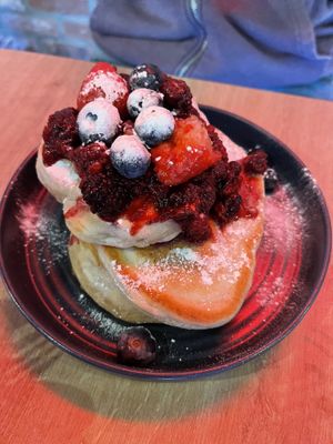 Berry pancakes  at HAUS in Manchester