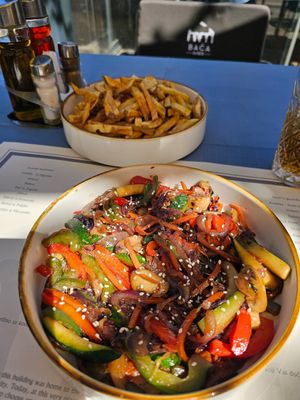Wok veg and fries at Konoba Baća  in Ston