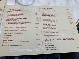 Menu , warning, one of the starters is only veggie   at Camargue Social Club in Arles