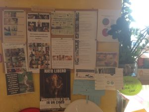 Bulletin board at L Edy Pizza in Ponte Tresa