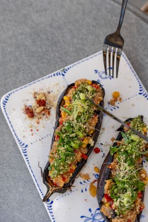 Fabulous eggplant at Nom Nom in Bucharest