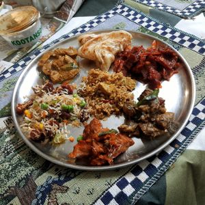 Veg chick'n made using jackfruit.  at Kootansoru in Coimbatore