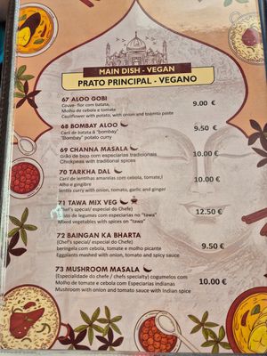 Menue at Royal Indian Cuisine in Lagos