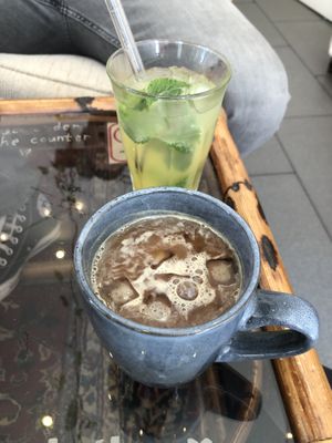 Lemonade and iced decaf americano   at Ain Cafe in Cologne