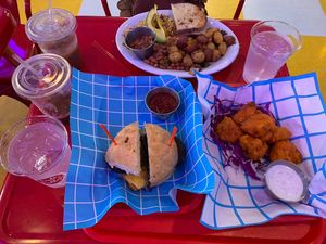 Pork roll egg and cheese, Mexican plate, Buffalo bites  at Dale and Dollops in Ocean Grove