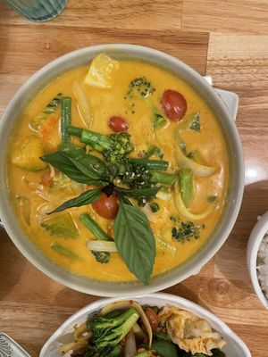 Yellow pumpkin curry  at Basil and Co in Diamond Bar