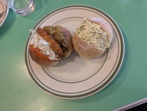 Hash brown curry roll and tofu egg salad roll at Roar Factory in Tainan