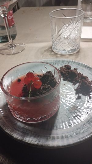 Gel all'anguria con crumble di biscotto at Villa Costanza in Palermo