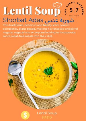 Lentil Soup with bread at The Happy Matbakh in Kuching