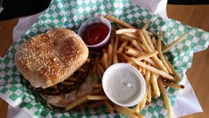 BicWac & Fries w/ranch at Green New American Vegetarian in Tempe