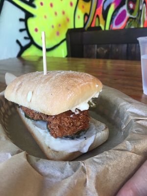 My husband had the Wendy’s Pickle sandwich and loved it.  at Green New American Vegetarian in Tempe