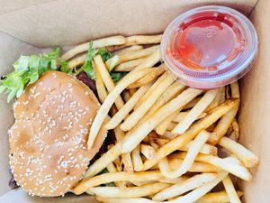 Classic burger 🍔 at Green New American Vegetarian in Tempe
