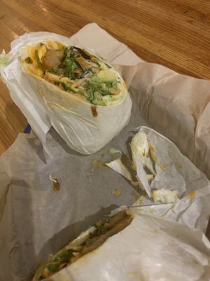 best thing on the menu - ranchero with buffalo wings instead of bbq add avocado. note- tiny wrap, this will not fill any adult up at Green New American Vegetarian in Tempe