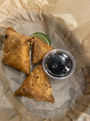 Samosas - pass over this item, please.  at Green New American Vegetarian in Tempe