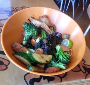 Drunken Mongolian bowl with noodles at Green New American Vegetarian in Tempe