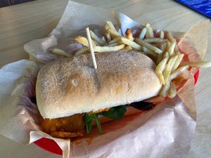 Spicy Po Boy w/ Dill Fries at Green New American Vegetarian in Tempe