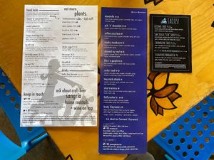 Menu back at Green New American Vegetarian in Tempe