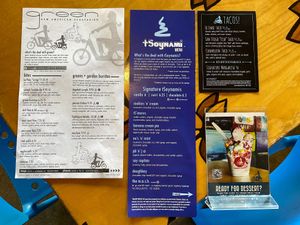 Menu front at Green New American Vegetarian in Tempe