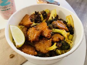 Orange Chickn with Broccoli  at Green New American Vegetarian in Tempe