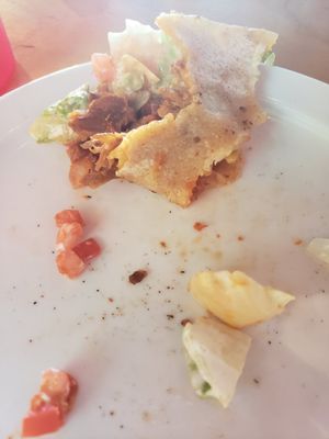 Taco almost gone... So good! at Green New American Vegetarian in Tempe