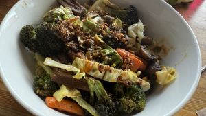 Firecracker red “curry” noodles  at Green New American Vegetarian in Tempe