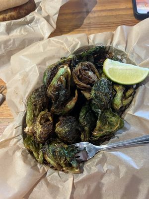 Brussel sprouts. Delicious !  at Green New American Vegetarian in Tempe