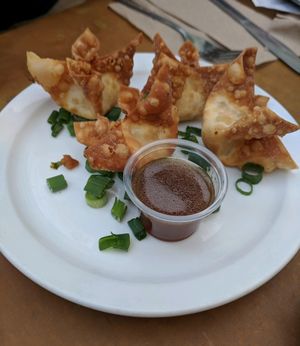 Crab puffs - mock crab meat, cream cheese and special spices. at Green New American Vegetarian in Tempe