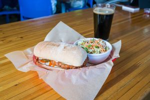 wendy's pickle with tahini coleslaw at Green New American Vegetarian in Tempe